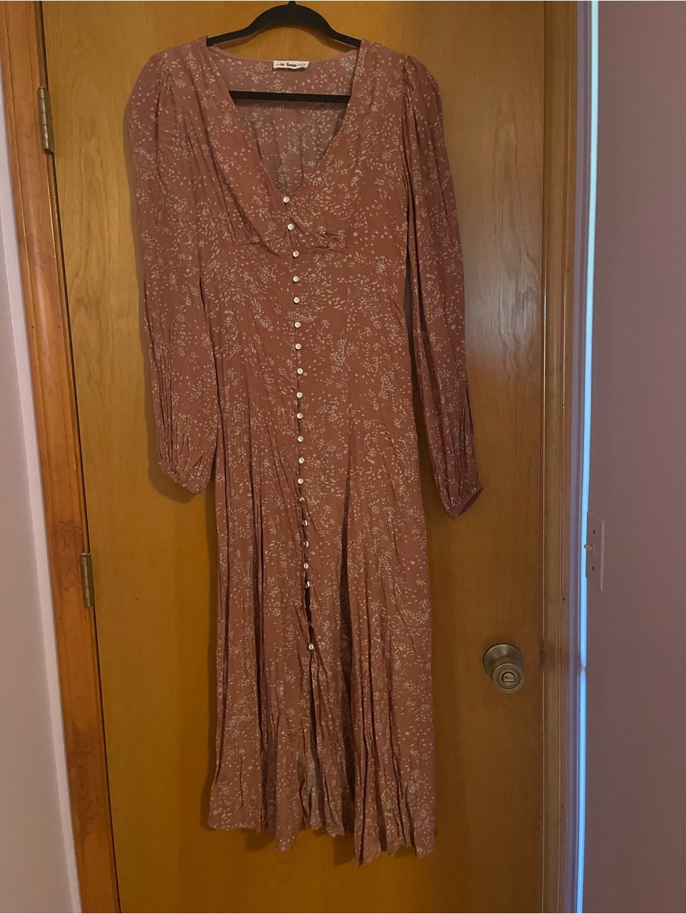 Worth Collective Rust Orange Floral Long Sleeve Maxi Dress NWOT - Picture 2 of 6